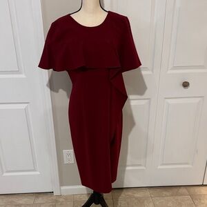 Black Halo Burgundy Asymmetrical Dress